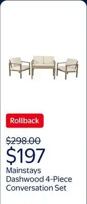 Walmart Mainstays Dashwood 4-Piece Outdoor Conversation Set, Cream offer