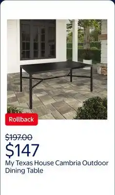 Walmart My Texas House Cambria Outdoor Dining Table, 67 in, Steel, Black offer