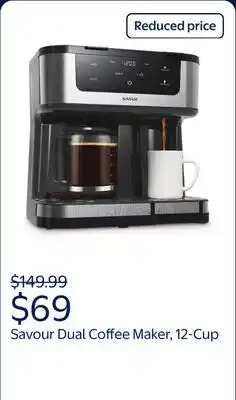 Walmart Savour Dual Coffee Maker, Programmable 12-Cup Coffee Pot & Single Serve Coffee Machine offer