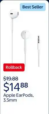 Walmart Apple EarPods 3.5 mm Headphone Plug offer