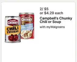 Walgreens Campbell's Chunky Chili or Soup offer