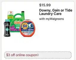 Walgreens Downy, Gain or Tide Laundry Care offer