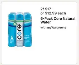 Walgreens 6-Pack Core Natural Water offer