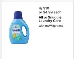 Walgreens All Or Snuggle Laundry Care offer