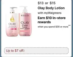 Walgreens Olay Body Lotion offer