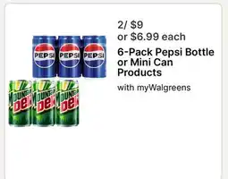 Walgreens 6-Pack Pepsi Bottle or Mini Can Products offer