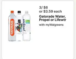 Walgreens Gatorade Water, Propel or Lifewtr offer