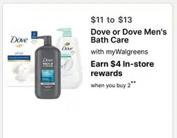 Walgreens Dove or Dove Men's Bath Care offer