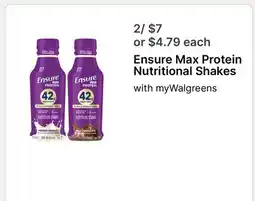 Walgreens Ensure Max Protein Nutritional Shakes offer