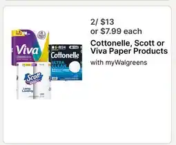 Walgreens Cottonelle, Scott or Viva Paper Products offer