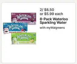 Walgreens 8-Pack Waterloo Sparkling Water offer