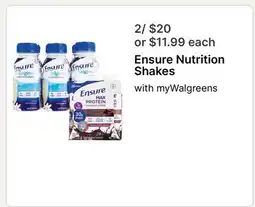 Walgreens Ensure Nutrition Shakes offer