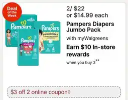 Walgreens Pampers Diapers Jumbo Pack offer