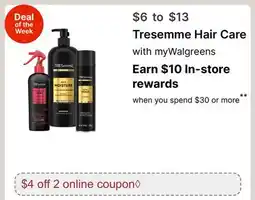 Walgreens Tresemme Hair Care offer