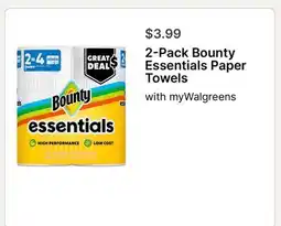 Walgreens 2-Pack Bounty Essentials Paper Towels offer