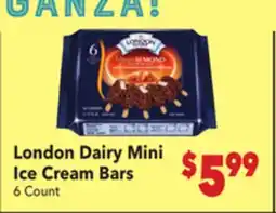 Vallarta Supermarkets London Dairy Mini Ice Cream Bars offer