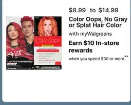 Walgreens Color Oops, No Gray or Splat Hair Color offer