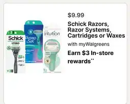 Walgreens Schick Razors, Razor Systems, Cartridges or Waxes offer