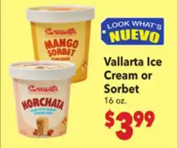 Vallarta Supermarkets Vallarta Ice Cream or Sorbet offer