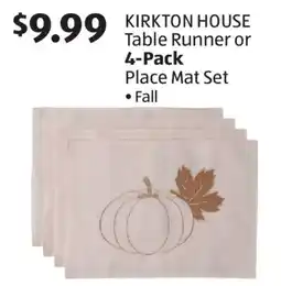 Aldi KIRKTON HOUSE Table Runner or 4-Pack Place Mat Set offer
