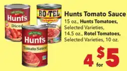 Vallarta Supermarkets Hunts Tomato Sauce offer