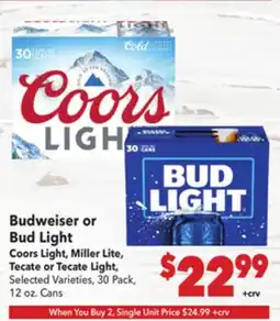 Vallarta Supermarkets Budweiser or Bud Light offer