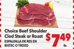 Vallarta Supermarkets Choice Beef Shoulder Clod Steak or Roast offer