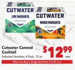 Vallarta Supermarkets Cutwater Canned Cocktail offer