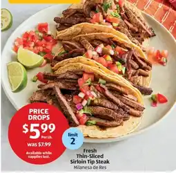 Aldi Fresh Thin-Sliced Sirloin Tip Steak offer