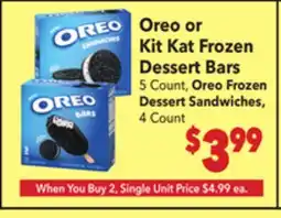 Vallarta Supermarkets Oreo or Kit Kat Frozen Dessert Bars offer