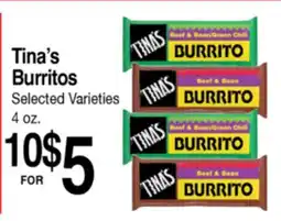 Superior Grocers Tina's Burritos offer