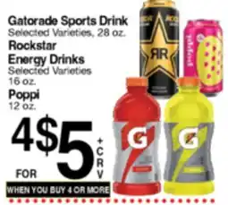 Superior Grocers Gatorade Sports Drink 28 oz., Rockstar Energy Drinks 16 oz., Poppi 12 oz offer