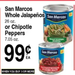 Superior Grocers San Marcos Whole Jalapeños 26 oz. or Chipotle Peppers 7.05 oz offer