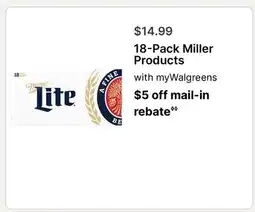 Walgreens 18-Pack Miller Products offer