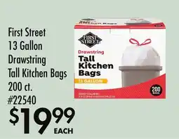 Smart & Final First Street 13 Gallon Drawstring Tall Kitchen Bags offer