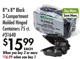 Smart & Final 8 x 8 Black 3-Compartment Molded Hinged Containers offer