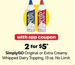 Grocery Outlet SimplyGO Original or Extra Creamy Whipped Dairy Topping offer