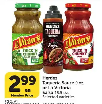Albertsons Herdez Taqueria Sauce 9 oz. or La Victoria Salsa 15.5 oz offer