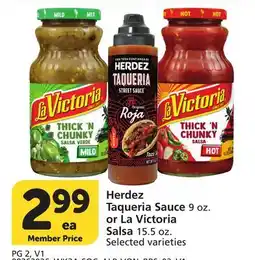 Vons Herdez Taqueria Sauce 9 oz. or La Victoria Salsa 15.5 oz offer