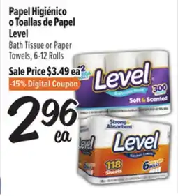 El Super Level Papel Higiénicoo Toallas de Papel / Bath Tissue or Paper Towels offer