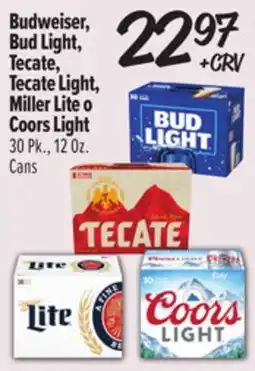 El Super Budweiser, Bud Light, Tecate, Tecate Light, Miller Lite o Coors Light offer