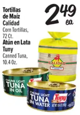 El Super Tortillasde Maíz Calidad/ Corn Tortillas, 72 Ct. Atún en Lata Tuny/ Canned Tuna, 10.4 Oz offer