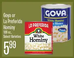 Jewel-Osco Goya or La Preferida Hominy offer