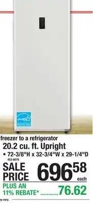 Menards 20.2 cu. ft. Upright offer
