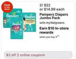 Walgreens Pampers Diapers Jumbo Pack offer