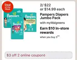Walgreens Pampers Diapers Jumbo Pack offer