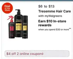 Walgreens Tresemme Hair Care offer