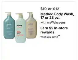 Walgreens Method Body Wash, 17 or 28 oz offer