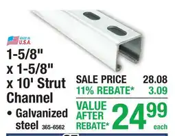 Menards 1-5/8 x 1-5/8 x 1-5/8 x 10' Strut Channel offer
