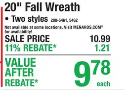Menards 20 Fall Wreath offer